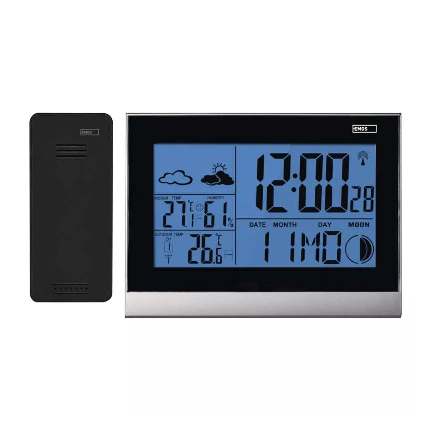 Stazione meteo wireless con sveglia 3xAAA + 2xAAA nero