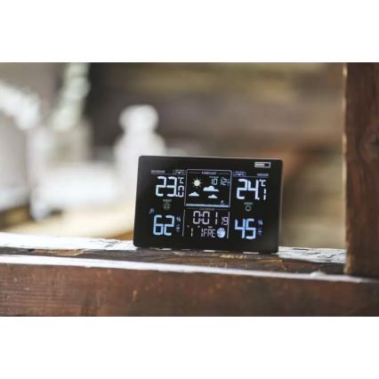Stazione meteo wireless con sveglia 5V/3xAAA + 2xAAA nero