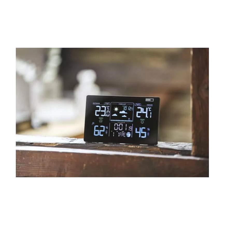 Stazione meteo wireless con sveglia 5V/3xAAA + 2xAAA nero