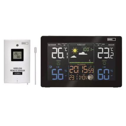 Stazione meteo wireless con sveglia 5V/3xAAA + 2xAAA nero