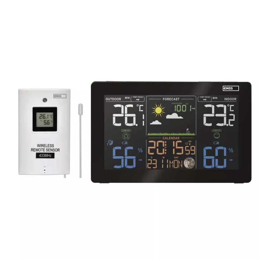 Stazione meteo wireless con sveglia 5V/3xAAA + 2xAAA nero