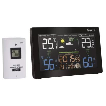 Stazione meteo wireless con sveglia 5V/3xAAA + 2xAAA nero