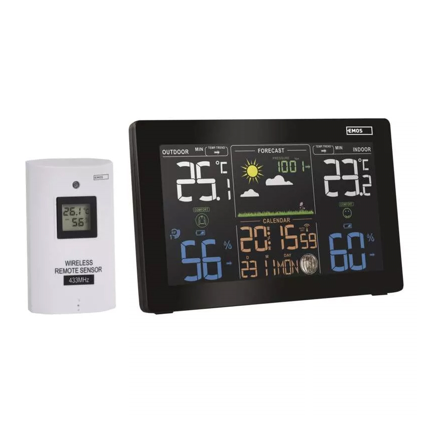 Stazione meteo wireless con sveglia 5V/3xAAA + 2xAAA nero