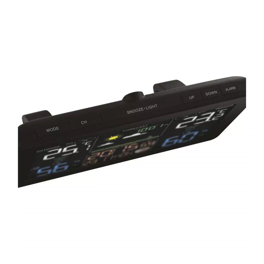 Stazione meteo wireless con sveglia 5V/3xAAA + 2xAAA nero