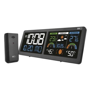 Stazione meteorologica con display LCD a colori e sveglia, alimentazione 5V, 3xAAA + 2xAA, colore nero