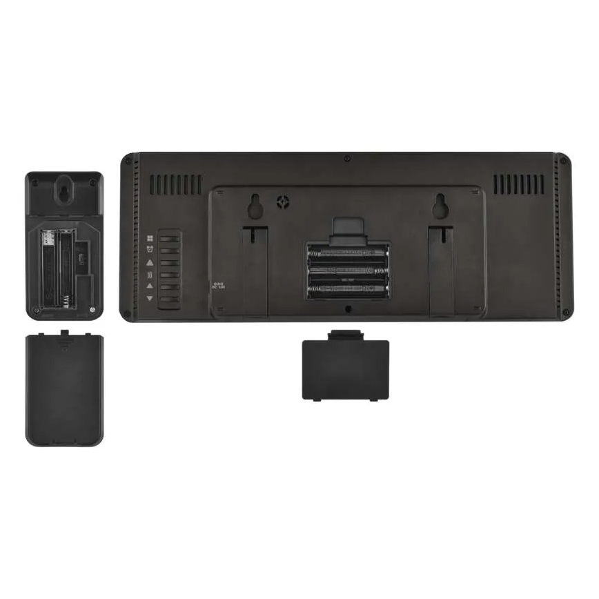 Stazione meteorologica con display LCD a colori e sveglia, alimentazione 5V, 3xAAA + 2xAA, colore nero