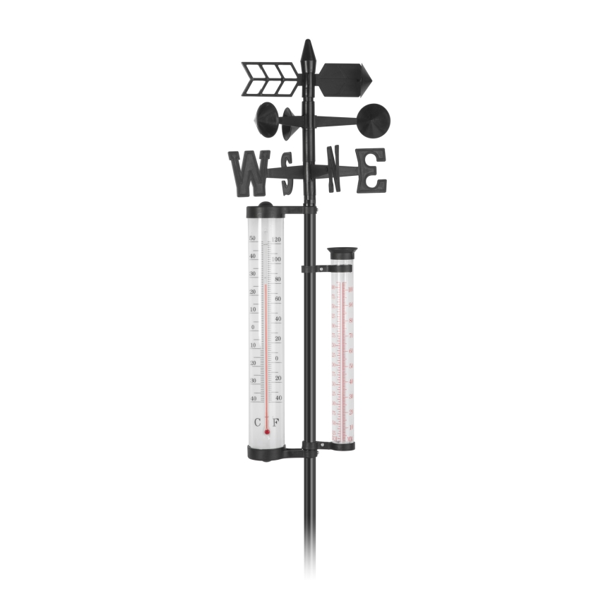 Stazione meteorologica da giardino 3 in 1 145 cm nera