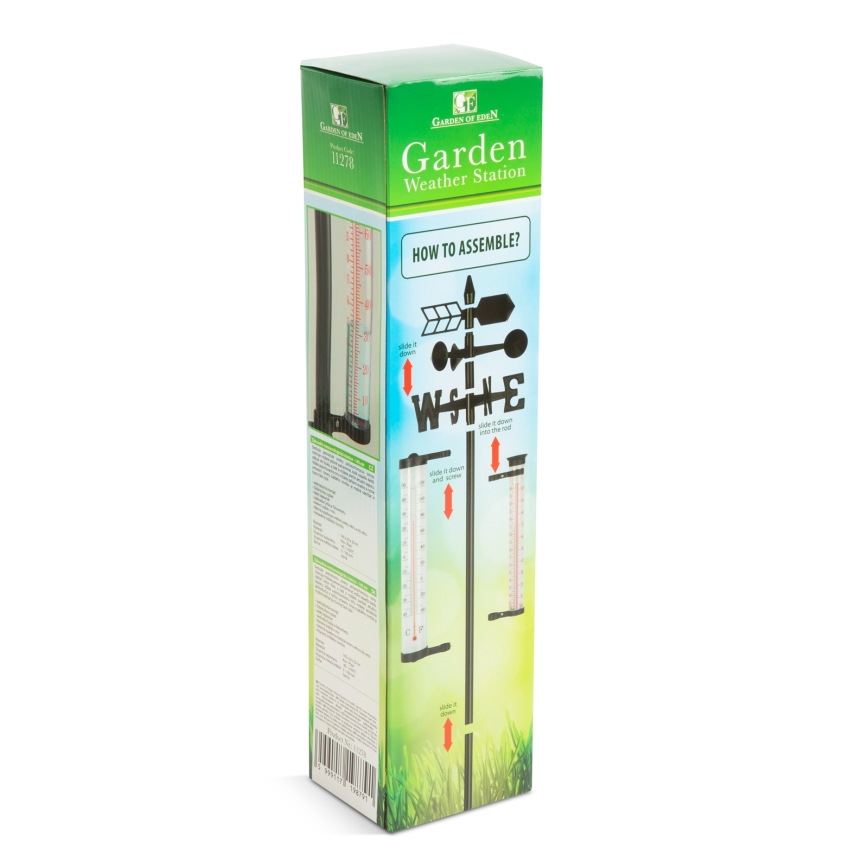 Stazione meteorologica da giardino 3 in 1 145 cm nera