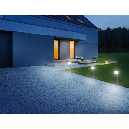 Steinel 055486 - Paletto LED da esterno con sensore CUBO LED/9,5W/230V IP44 argento