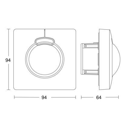 Steinel 057336 - Sensore di movimento HF 3360 DALI-2 IP20 quadrato bianco