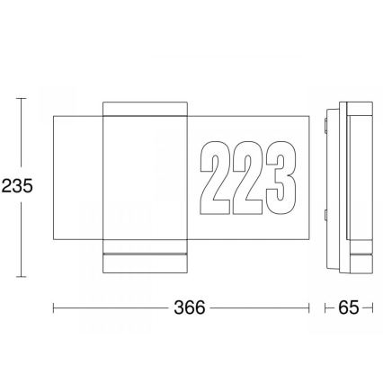 Steinel 067205 - Numero civico a LED con sensore L270SC LED/7,8W/230V IP44