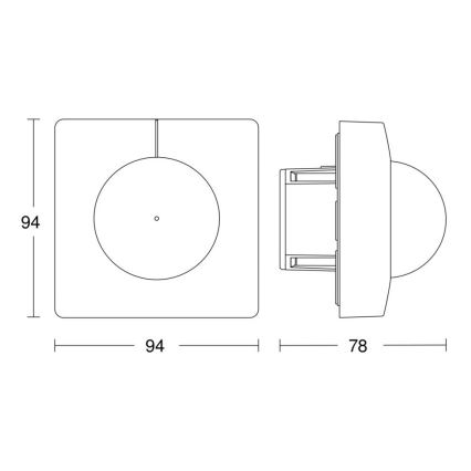 Steinel 068578 - Sensore di movimento IS 3360 40m V3 KNX quadrato nero