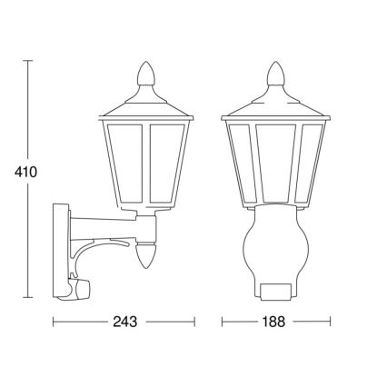 Steinel 617813 - Lampada da parete con sensore per esterno L 15 1xE27/60W/230V