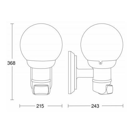 STEINEL 634216 - L 560 S lampada da parete nera con sensore per esterno