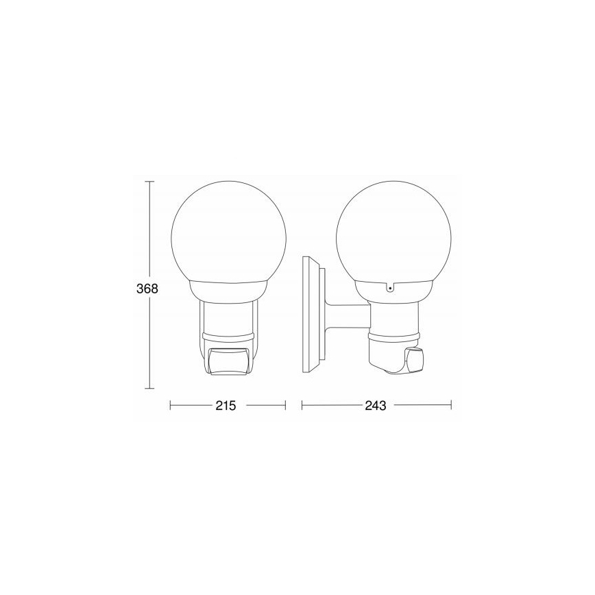 STEINEL 634216 - L 560 S lampada da parete nera con sensore per esterno