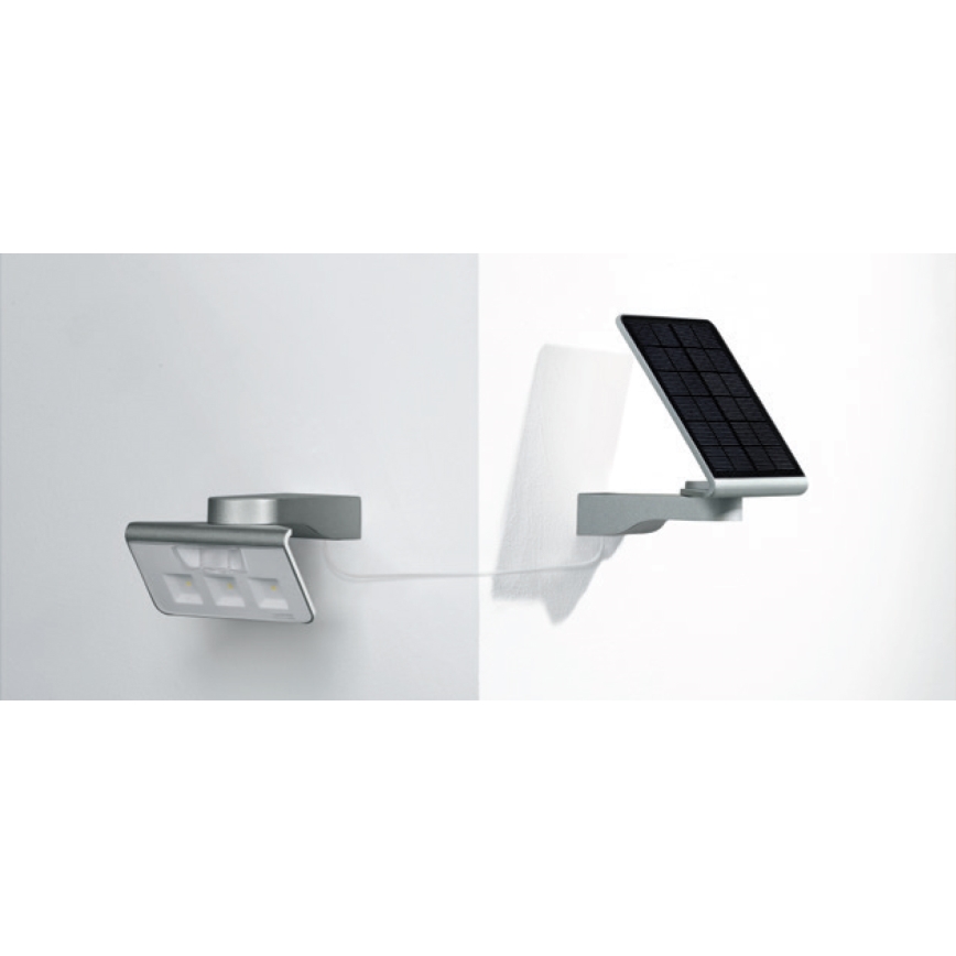 STEINEL 671013 - Faro solare a LED XSolar L-S 1,2W/LED argento IP44 2500 mAh