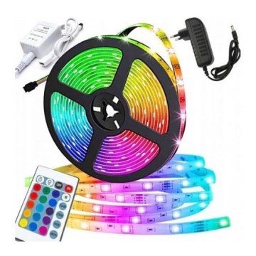 Striscia LED RGB 5m LED/12/230V IP44 + telecomando