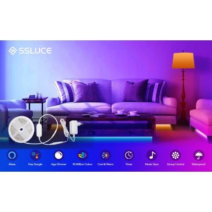 Striscia LED RGB dimmerabile per esterni LED/24W/12V IP65 5 m Wi-Fi Tuya