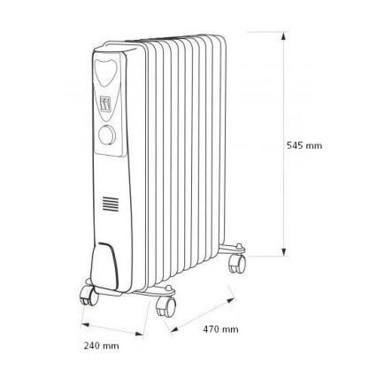 Stufa ad olio con 11 nervi 2500W/230V grigio