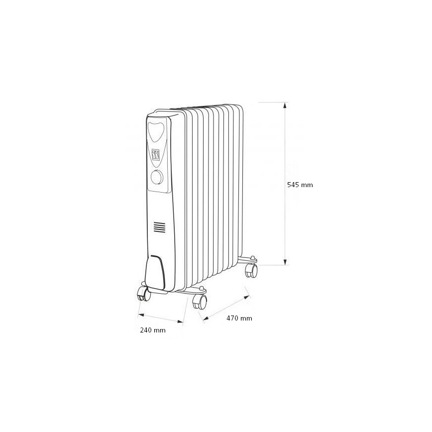 Stufa ad olio con 11 nervi 2500W/230V grigio