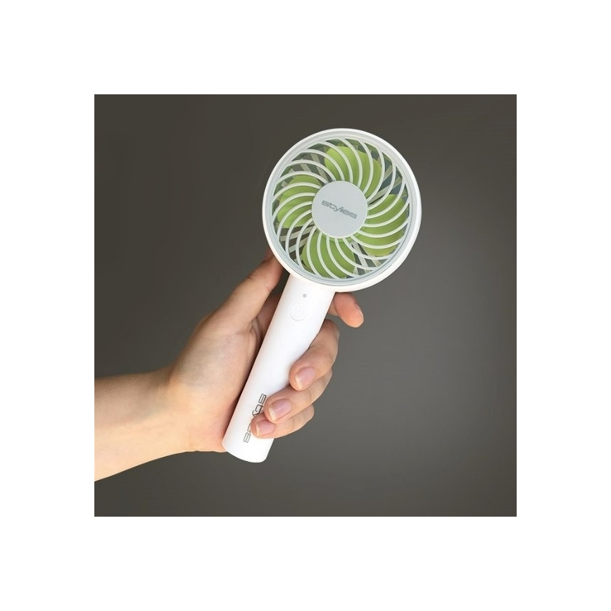 Stylies - Ventilatore portatile ricaricabile LACERTA 4W/5V 2500 mAh bianco