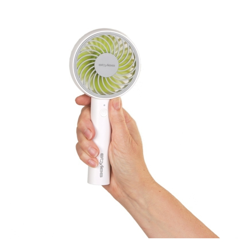 Stylies - Ventilatore portatile ricaricabile LACERTA 4W/5V 2500 mAh bianco