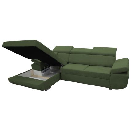 Suite lounge angolare a L imbottita e pieghevole CASTELO sinistra verde