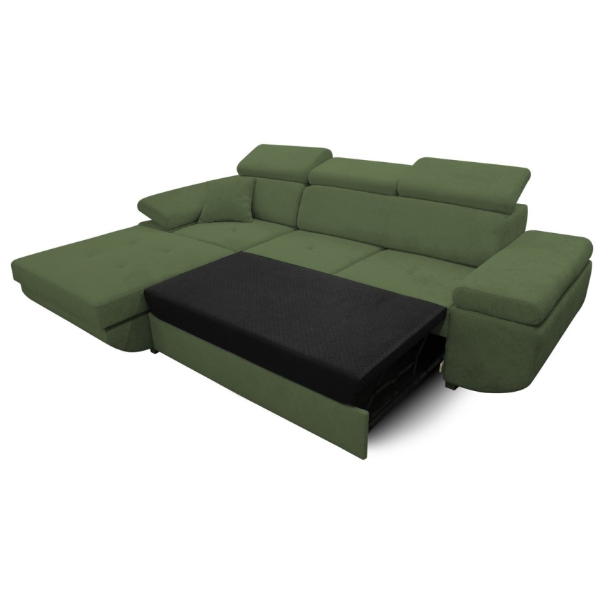 Suite lounge angolare a L imbottita e pieghevole CASTELO sinistra verde