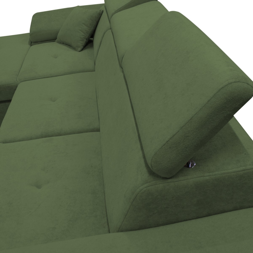 Suite lounge angolare a L imbottita e pieghevole CASTELO sinistra verde