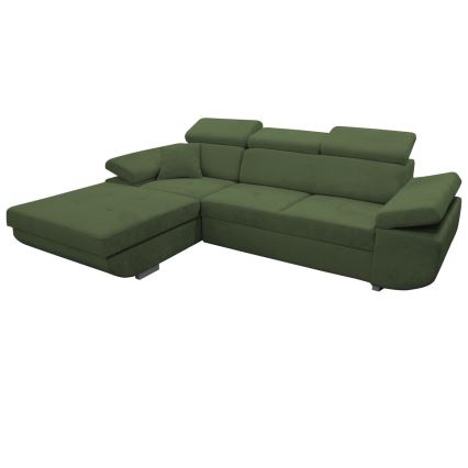 Suite lounge angolare a L imbottita e pieghevole CASTELO sinistra verde