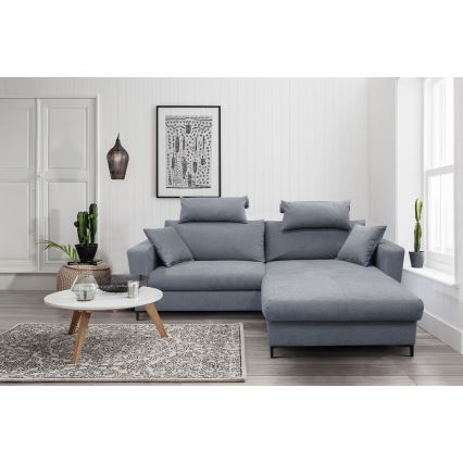 Suite lounge angolare a L imbottita e pieghevole HORTA destra grigio scuro