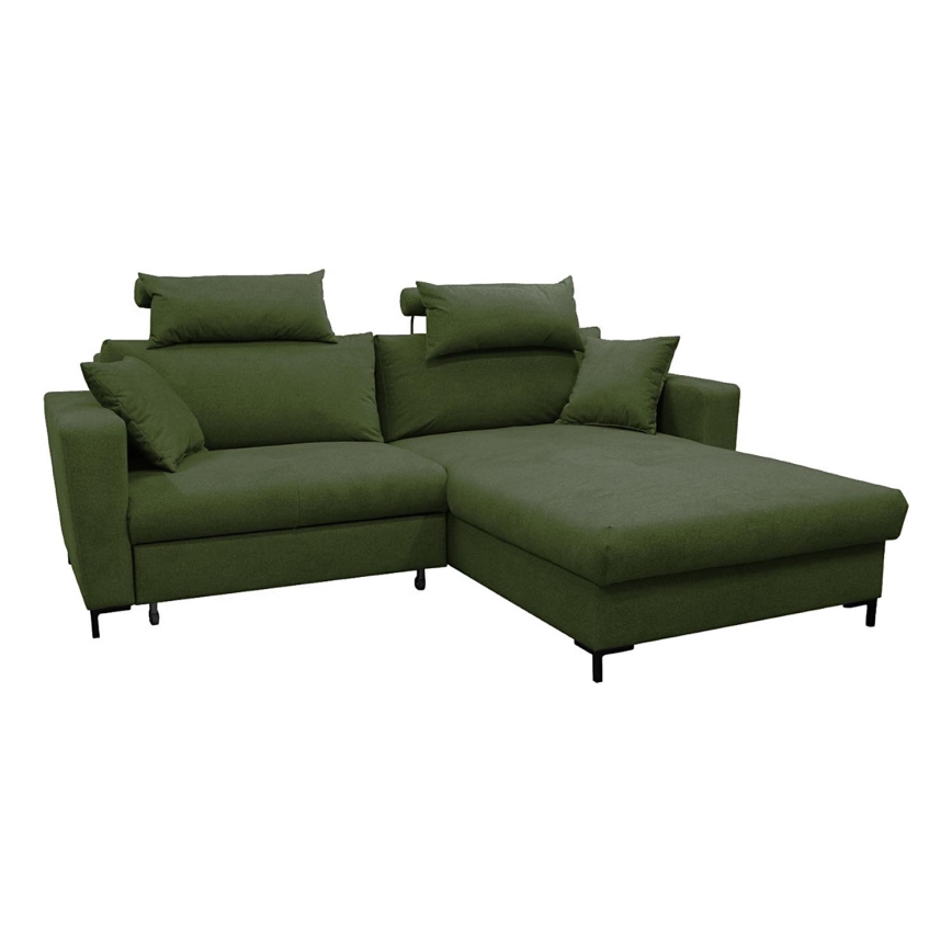 Suite lounge angolare a L imbottita e pieghevole HORTA destra verde