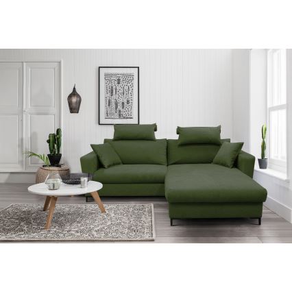 Suite lounge angolare a L imbottita e pieghevole HORTA destra verde