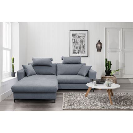 Suite lounge angolare a L imbottita e pieghevole HORTA sinistra grigio scuro