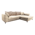 Suite lounge angolare a L imbottita e pieghevole LAGOA destra beige/marrone