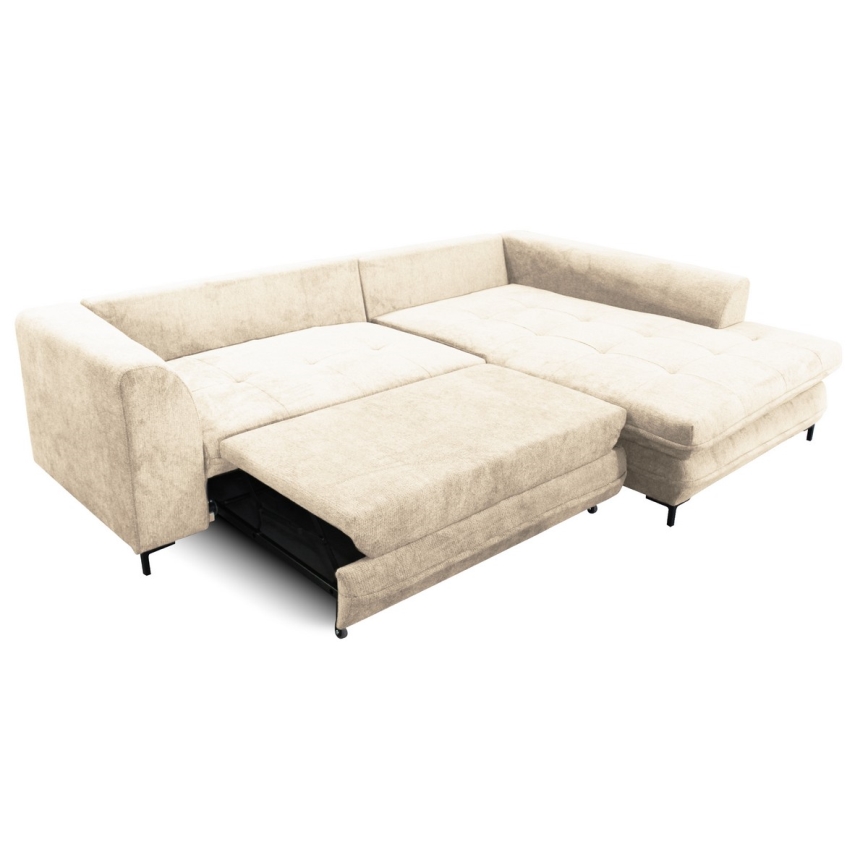 Suite lounge angolare a L imbottita e pieghevole LAGOA destra beige/marrone