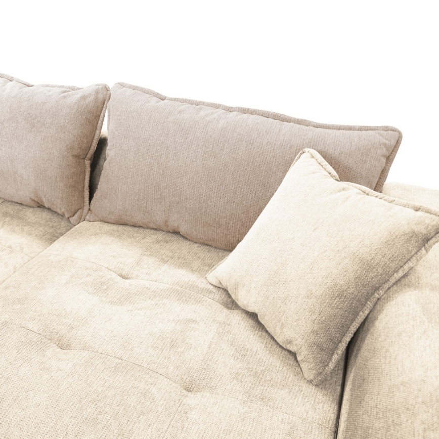 Suite lounge angolare a L imbottita e pieghevole LAGOA destra beige/marrone