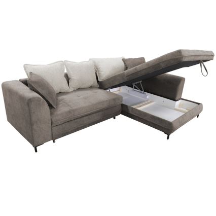Suite lounge angolare a L imbottita e pieghevole LAGOA destra taupe/grigio