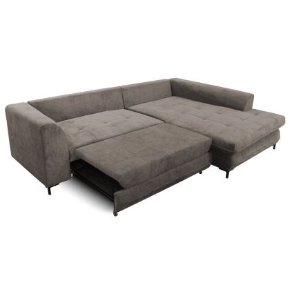 Suite lounge angolare a L imbottita e pieghevole LAGOA destra taupe/grigio