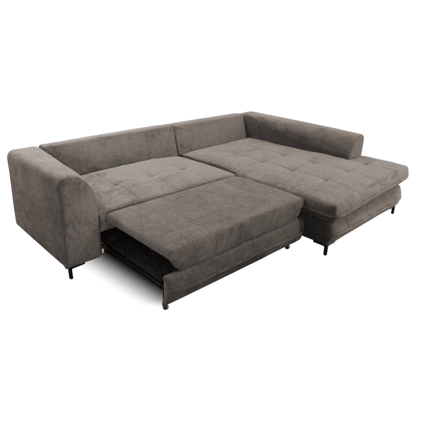Suite lounge angolare a L imbottita e pieghevole LAGOA destra taupe/grigio