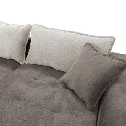 Suite lounge angolare a L imbottita e pieghevole LAGOA destra taupe/grigio