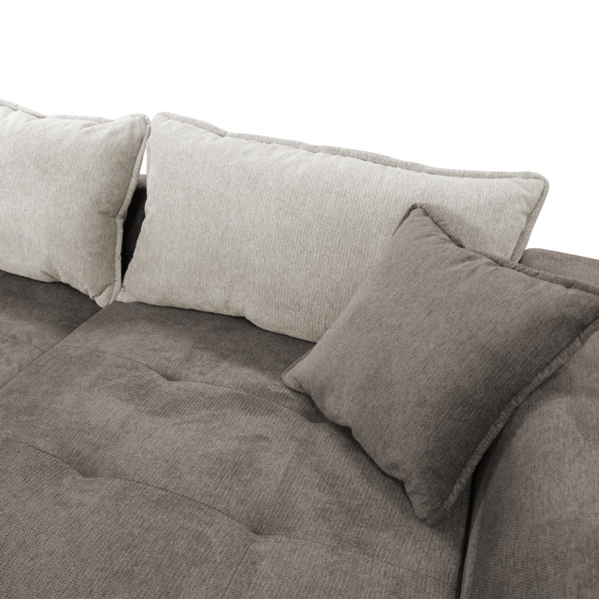 Suite lounge angolare a L imbottita e pieghevole LAGOA destra taupe/grigio