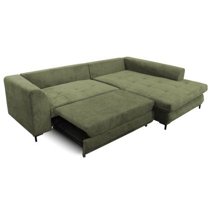 Suite lounge angolare a L imbottita e pieghevole LAGOA destra verde