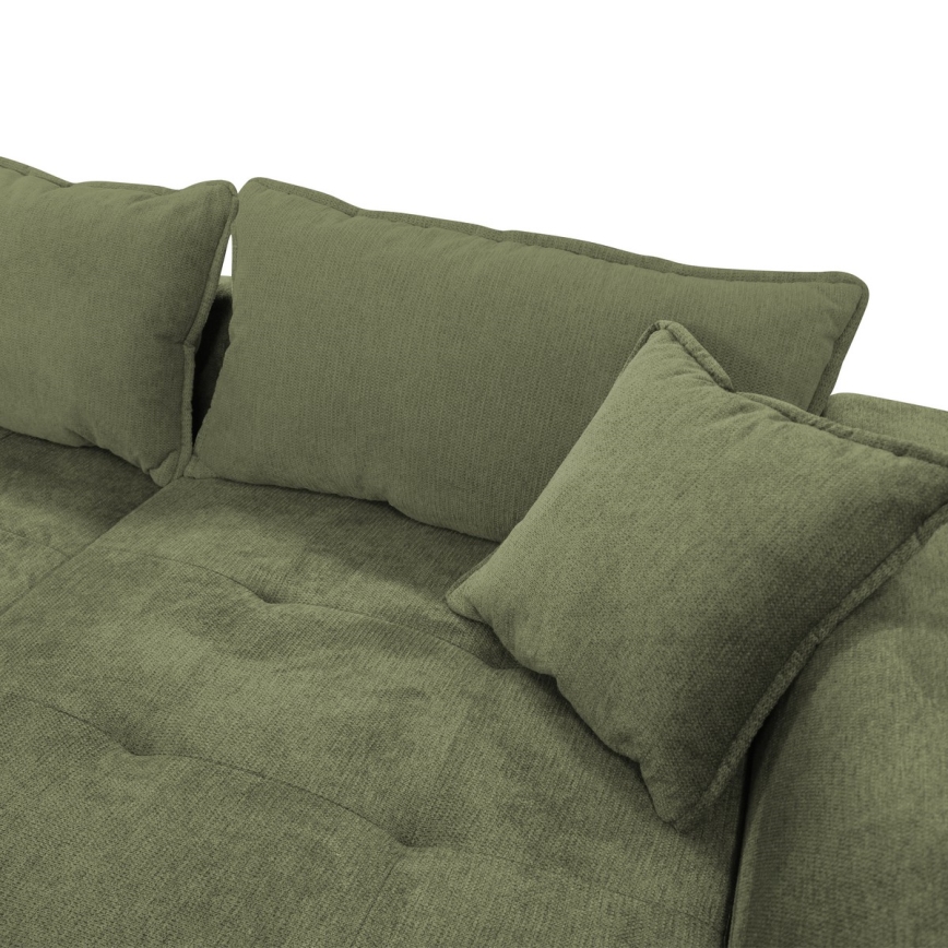 Suite lounge angolare a L imbottita e pieghevole LAGOA destra verde
