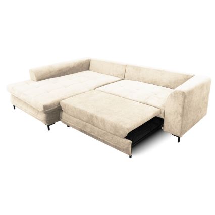Suite lounge angolare a L imbottita e pieghevole LAGOA sinistra beige/marrone