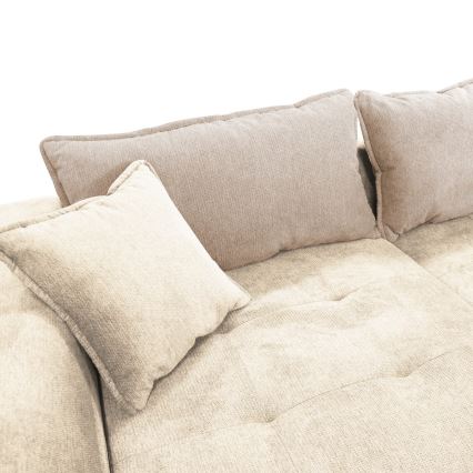 Suite lounge angolare a L imbottita e pieghevole LAGOA sinistra beige/marrone