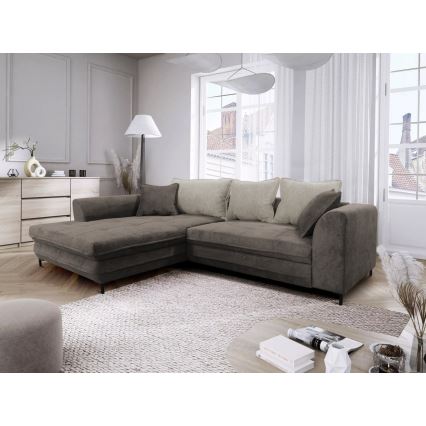 Suite lounge angolare a L imbottita e pieghevole LAGOA sinistra taupe/grigio