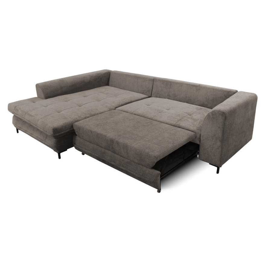 Suite lounge angolare a L imbottita e pieghevole LAGOA sinistra taupe/grigio