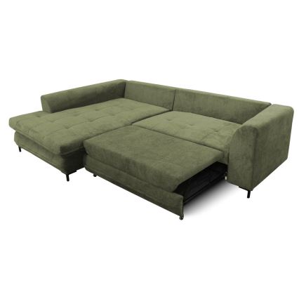 Suite lounge angolare a L imbottita e pieghevole LAGOA sinistra verde