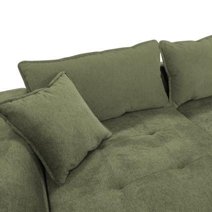 Suite lounge angolare a L imbottita e pieghevole LAGOA sinistra verde